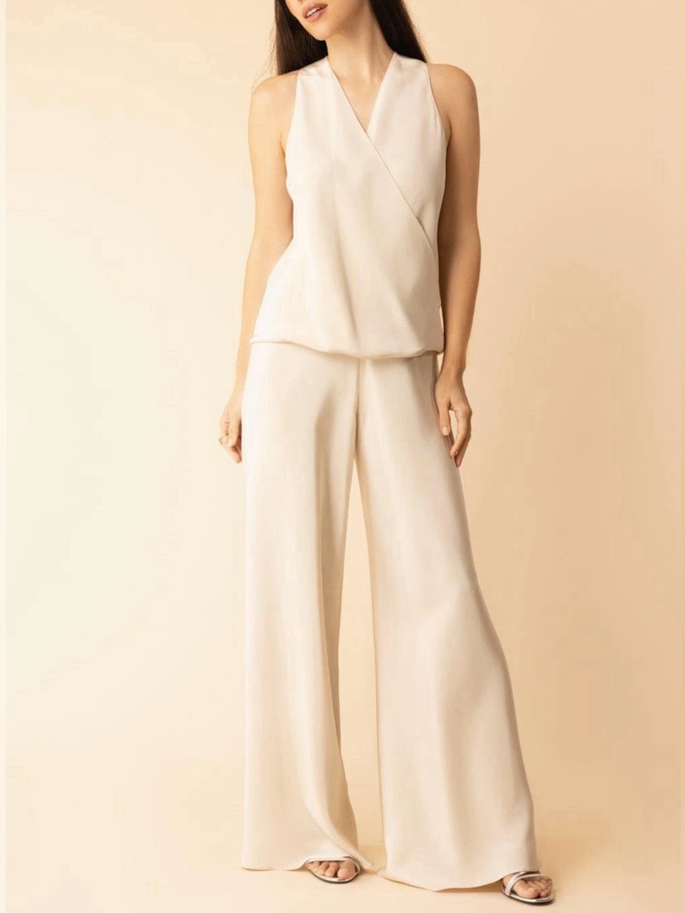 NWT Peter Cohen 100% Silk Tusk Top & Wide Leg Pant Set Size S